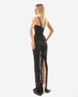 Style AD5413 Albina Dyla Black Tie Size 0 Corset Side slit Dress on Queenly