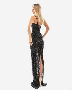 Style AD5413 Albina Dyla Black Size 4 Floor Length Tall Height Tulle Side slit Dress on Queenly