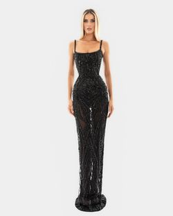 Style AD5413 Albina Dyla Black Tie Size 8 Ad5413 Jewelled Side slit Dress on Queenly