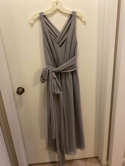 Style S/M David's Bridal Silver Size 4 Bridesmaid Floor Length Tulle S/m Jumpsuit Dress on Queenly
