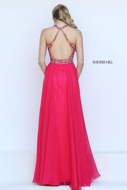 Style 50420 Sherri Hill Pink Size 12 50420 Backless Straight Dress on Queenly