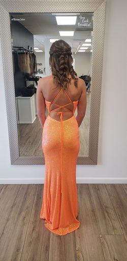 La Femme Orange Size 2 Jersey Pageant Prom A-line Dress on Queenly