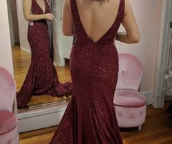Style 55414 Jovani Red Size 2 Pageant Floor Length 55414 Train Dress on Queenly