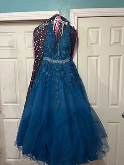 Style JVN00925 Jovani Blue Size 22 Jersey Plus Size Pageant Ball gown on Queenly