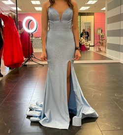 Jovani Blue Size 4 Prom Jersey Mermaid Dress on Queenly