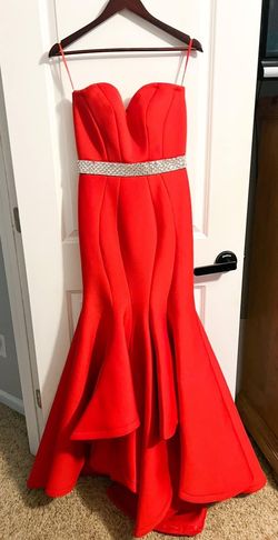 Jovani Red Size 6 Prom Silk 50 Off Mermaid Dress on Queenly