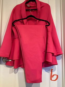 Viva Chic Pink Size 24 Sorority Formal Long Sleeve Floor Length Jumpsuit Dress on Queenly