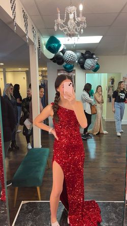Sherri Hill Red Size 0 Jersey Black Tie Straight Dress on Queenly