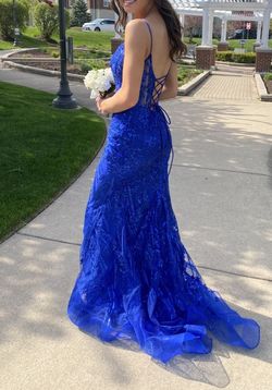 Style 54275 Sherri Hill Blue Size 2 Floor Length 50 Off Wedding Guest Mermaid Dress on Queenly
