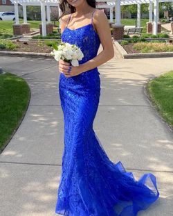 Style 54275 Sherri Hill Blue Size 2 Floor Length 50 Off Wedding Guest Mermaid Dress on Queenly