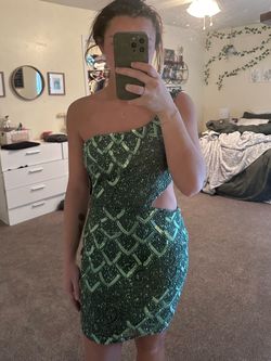 Style 3504 Primavera Green Size 4 Jersey Prom Homecoming Cocktail Dress on Queenly