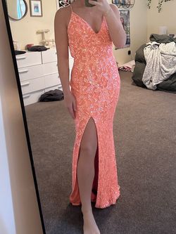 Style 3295 Primavera Orange Size 6 Medium Height Prom Jersey Black Tie Side slit Dress on Queenly