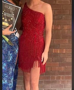 Sherri Hill Red Size 0 Mini 50 Off Jersey Pageant One Shoulder Cocktail Dress on Queenly