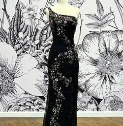 Primavera Black Tie Size 00 Prom Jersey Side slit Dress on Queenly