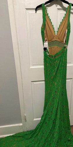 Jovani Green Size 4 Train Prom Mermaid Dress on Queenly