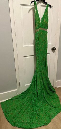 Jovani Green Size 4 Floor Length Military Mermaid Dress on Queenly