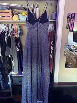 Sequin Hearts Blue Size 4 Military Floor Length Straight Dress on Queenly