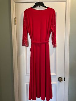 MSK Red Size 12 Medium Height Jersey A-line Dress on Queenly