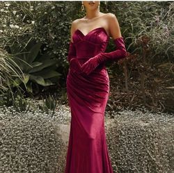 Cinderella Divine Red Size 4 Strapless Floor Length Mermaid Dress on Queenly