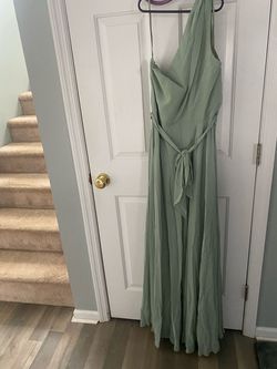 Amsale Green Size 12 Bridesmaid Military Wedding Guest A-line Dress on Queenly