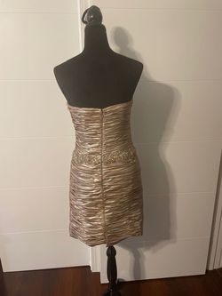Terani Couture Gold Size 8 Sequined Strapless Cocktail Dress on Queenly