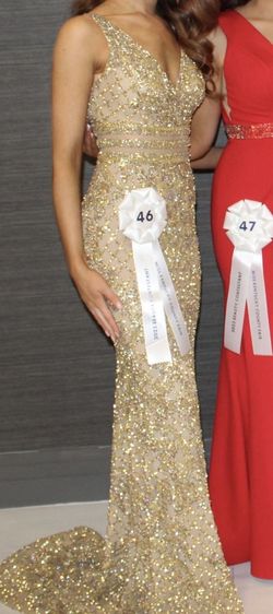 Sherri Hill Gold Size 0 Medium Height Floor Length Black Tie Prom Mermaid Dress on Queenly