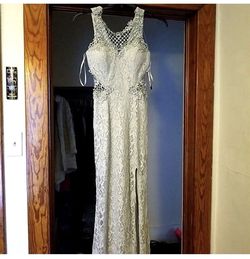 city studio Silver Size 8 50 Off Floor Length Jewelled A-line Dress on Queenly