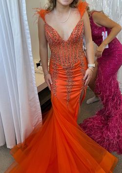 Jovani Orange Size 4 Short Height Floor Length Mermaid Dress on Queenly