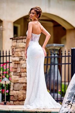 Style PS24942 Portia and Scarlett White Size 4 Ps24942 Floor Length Side slit Dress on Queenly