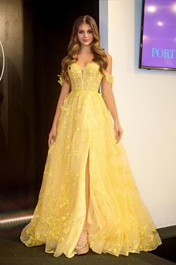 Style PS24513X Portia and Scarlett Yellow Size 8 Floor Length Ball gown on Queenly