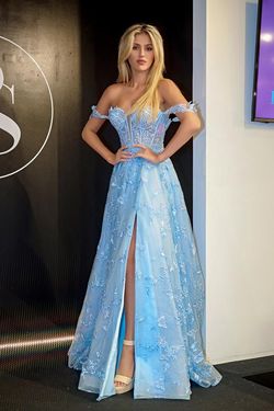 Style PS24513X Portia and Scarlett Blue Size 10 Prom Tall Height Ball gown on Queenly