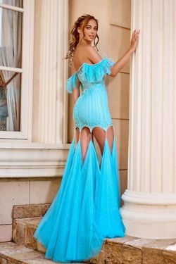 Style PS24519 Portia and Scarlett Blue Size 4 Ps24519 Prom Floor Length Mermaid Dress on Queenly