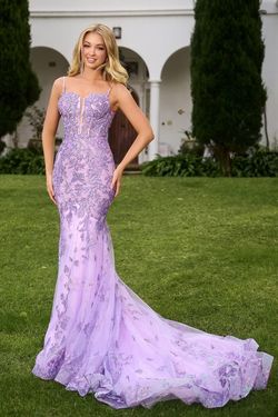 Style PS24295 Portia and Scarlett Purple Size 14 Pageant Lavender Prom Plus Size Train Dress on Queenly