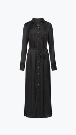 Style 1-1090349344-649 Raquel Allegra Black Size 2 Long Sleeve Military Satin Straight Dress on Queenly
