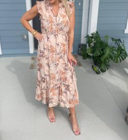 Style 1-1098333276-2696 Aureum Pink Size 12 Tall Height Belt Floral Cocktail Dress on Queenly