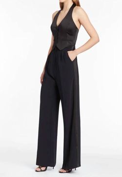 Style 1-1599766561-3855 Amanda Uprichard Black Size 0 Pockets Satin Polyester Jumpsuit Dress on Queenly