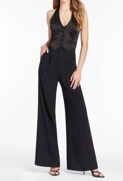 Style 1-1599766561-3855 Amanda Uprichard Black Size 0 Pockets Satin Polyester Jumpsuit Dress on Queenly