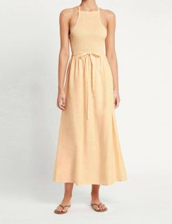 Style 1-1747971897-2901 FAITHFULL THE BRAND Yellow Size 8 Tall Height High Neck Cocktail Dress on Queenly