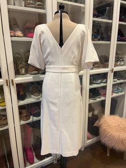 Ann taylor White Size 2 Bridal Shower Midi Jersey Cocktail Dress on Queenly