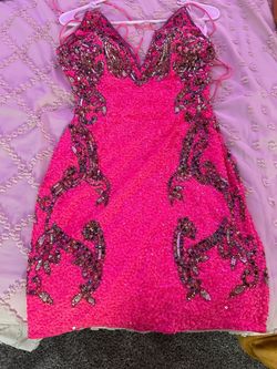 Primavera Pink Size 2 Prom Jersey Plunge Cocktail Dress on Queenly
