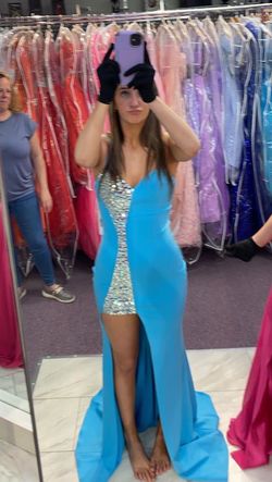 Jovani Blue Size 0 Medium Height Prom Jersey Military Mermaid Dress on Queenly