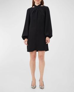 Style 1-2718649202-2696 Trina Turk Black Size 12 Mini Polyester High Neck Cocktail Dress on Queenly