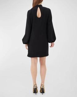 Style 1-2718649202-3236 Trina Turk Black Size 4 Tall Height High Neck Mini Cocktail Dress on Queenly