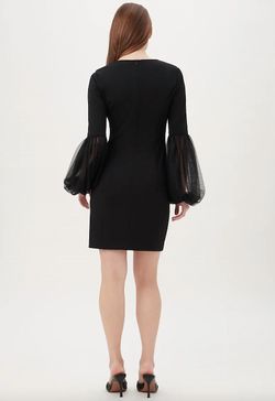 Style 1-2767906335-1901 Trina Turk Black Size 6 Sleeves V Neck Straight Cocktail Dress on Queenly