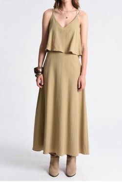 Style 1-2770784012-2901 MOLLY BRACKEN Nude Size 8 Military Floor Length Straight Dress on Queenly