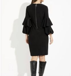 Style 1-3114514449-238 Joseph Ribkoff Black Size 12 Plus Size Long Sleeve Tall Height Cocktail Dress on Queenly
