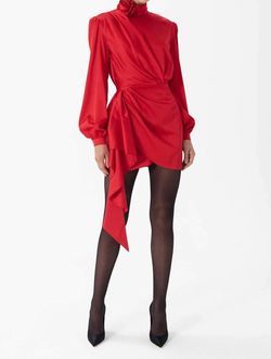 Style 1-3296549177-2901 RONNY KOBO Red Size 8 Long Sleeve Tall Height Spandex Cocktail Dress on Queenly