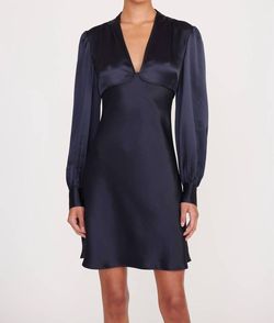 Style 1-3616398800-649 STAUD Blue Size 2 Fitted Satin Sleeves Cocktail Dress on Queenly