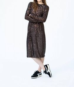 Style 1-3688212956-2588 Saint Art Brown Size 0 Sleeves Long Sleeve Sequined Cocktail Dress on Queenly