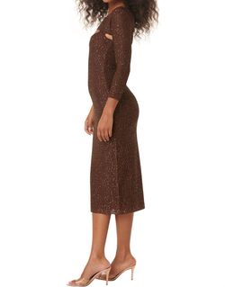 Style 1-3893265150-2901 Misa Los Angeles Brown Size 8 Tall Height Sequined Cocktail Dress on Queenly